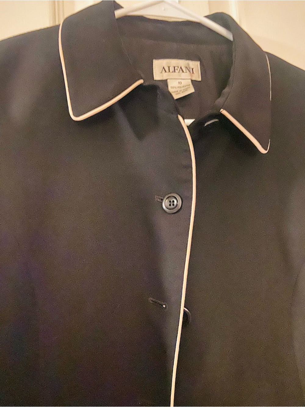 Alfani Black Shirt Jacket with Cream Piping